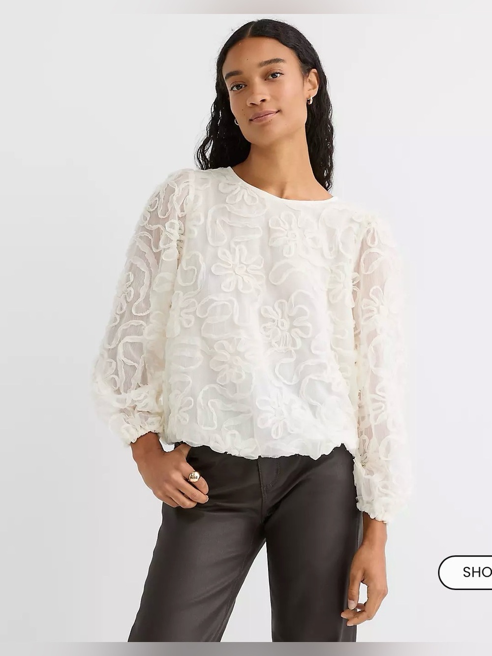 LOFT Petite Floral Applique Tie Back Blouse Women’s Size XS NEW